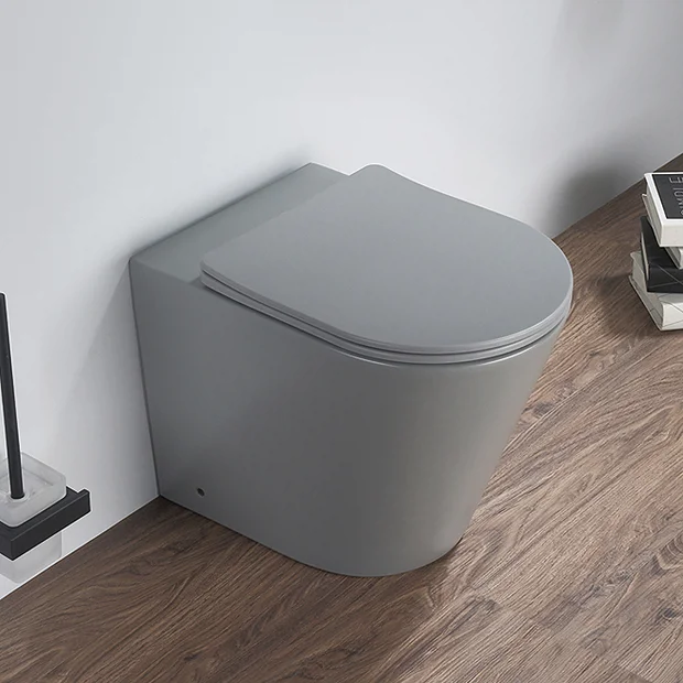 Arezzo Matt Grey Rimless Back To Wall Toilet Incl. Soft Close Seat 4 Arezzo Matt Grey Rimless Back To Wall Toilet Incl. Soft Close Seat - Image 2