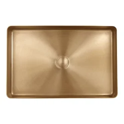 Arezzo Brushed Brass 340 X 520mm Rectangular Stainless Steel Counter Top Basin + Waste -Croydex shop az3452bb d3