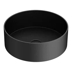 Arezzo Matt Black 360mm Round Stainless Steel Counter Top Basin + Waste -Croydex shop az360mb dt1