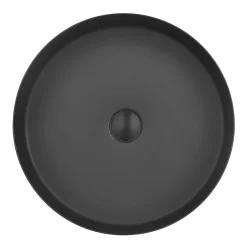 Arezzo Matt Black 360mm Round Stainless Steel Counter Top Basin + Waste -Croydex shop az360mb dt2