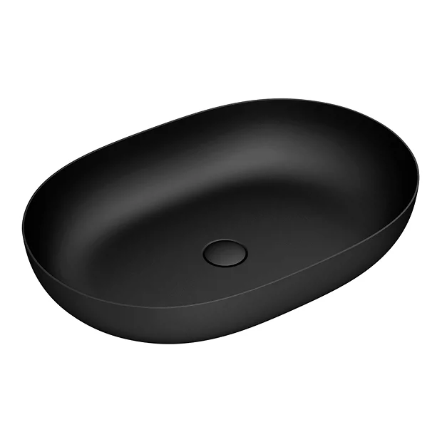 Arezzo Matt Black 380 X 560mm Oval Stainless Steel Counter Top Basin + Waste 4 Arezzo Matt Black 380 X 560mm Oval Stainless Steel Counter Top Basin + Waste - Image 2