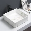 Arezzo 405 X 405mm Square Counter Top Basin - Matt White Marble Effect -Croydex shop az405wml