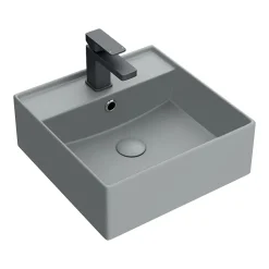 Arezzo 405mm Matt Grey Square Wall Mounted / Counter Top Basin 7 Arezzo 405mm Matt Grey Square Wall Mounted / Counter Top Basin -Croydex shop az4bmh n d1