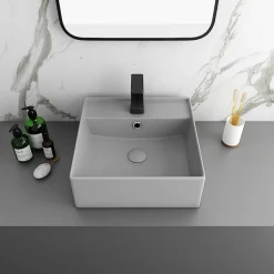 Arezzo 405mm Matt Grey Square Wall Mounted / Counter Top Basin