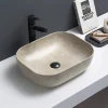 Arezzo 505 X 405mm Curved Rectangular Counter Top Basin - Beige Marble Effect -Croydex shop az505bm d1