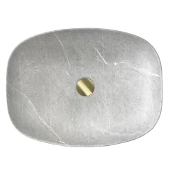 Arezzo 505 X 385mm Curved Rectangular Counter Top Basin - Light Grey Marble Effect