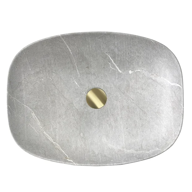 Arezzo 505 X 385mm Curved Rectangular Counter Top Basin - Light Grey Marble Effect 3 Arezzo 505 X 385mm Curved Rectangular Counter Top Basin - Light Grey Marble Effect