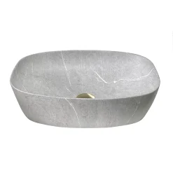 Arezzo 505 X 385mm Curved Rectangular Counter Top Basin - Light Grey Marble Effect 9 Arezzo 505 X 385mm Curved Rectangular Counter Top Basin - Light Grey Marble Effect -Croydex shop az505lgm n d1
