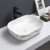 Arezzo 505 X 405mm Curved Rectangular Counter Top Basin - Matt White Marble Effect 1 Arezzo 505 X 405mm Curved Rectangular Counter Top Basin - Matt White Marble Effect -Croydex shop az505wmd1