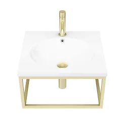 Arezzo 500 Wall Hung Basin With Brushed Brass Towel Rail Frame -Croydex shop az5bbfrm d4n