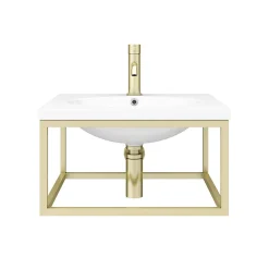 Arezzo 500 Wall Hung Basin With Brushed Brass Towel Rail Frame -Croydex shop az5bbfrm new d4