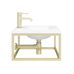 Arezzo 500 Wall Hung Basin With Brushed Brass Towel Rail Frame -Croydex shop az5bbfrm new d5