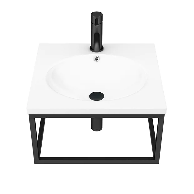 Arezzo 500 Wall Hung Basin With Matt Black Towel Rail Frame 7 Arezzo 500 Wall Hung Basin With Matt Black Towel Rail Frame - Image 5