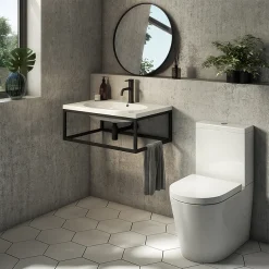 Arezzo 500 Wall Hung Basin With Matt Black Towel Rail Frame 11 Arezzo 500 Wall Hung Basin With Matt Black Towel Rail Frame -Croydex shop az5blkfrm nd3