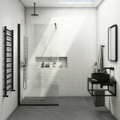 Arezzo 500 Black Marble Effect Worktop With Matt Black Wall Mounted Frame 8 Arezzo 500 Black Marble Effect Worktop With Matt Black Wall Mounted Frame -Croydex shop az5blkfrmbm d2