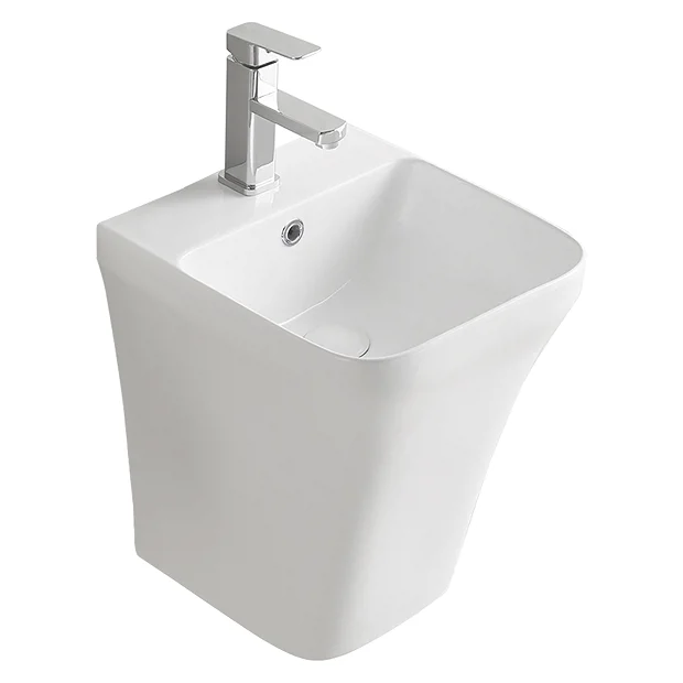 Arezzo Square Matt White Ceramic One Piece Wall Hung Basin 1TH - 365mm Wide 5 Arezzo Square Matt White Ceramic One Piece Wall Hung Basin 1TH - 365mm Wide - Image 3