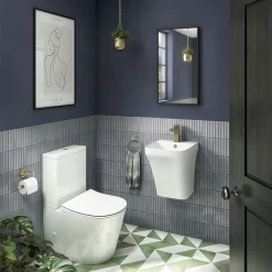 Arezzo Square Matt White Ceramic One Piece Wall Hung Basin 1TH - 365mm Wide 9 Arezzo Square Matt White Ceramic One Piece Wall Hung Basin 1TH - 365mm Wide -Croydex shop az5psqmw detail2a