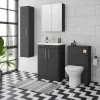 Arezzo 500 Matt Black WC Unit With Cistern, Brushed Brass Flush + Modern Pan 2 Arezzo 500 Matt Black WC Unit With Cistern, Brushed Brass Flush + Modern Pan -Croydex shop az5wcblbb d4