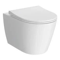 Arezzo Rimless Wall Hung Toilet (incl. Slim Seat With Matt Black Hinges) -Croydex shop az6727slmb detail01