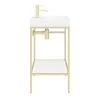 Arezzo 600 Brushed Brass Framed Washstand With Gloss White Open Shelf And Basin -Croydex shop az6bbfpm d6