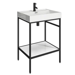 Arezzo 600 Matt Black Framed Washstand With Toilet -Croydex shop az6bfpmwc d1