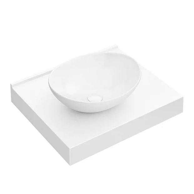 Arezzo Stone Resin Floating Basin Shelf Inc. Oval Basin - 600mm Wide 4 Arezzo Stone Resin Floating Basin Shelf Inc. Oval Basin - 600mm Wide - Image 2