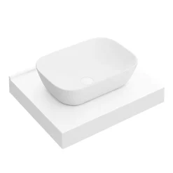 Arezzo Stone Resin Floating Basin Shelf Inc. Curved Rectangular Basin - 600mm Wide -Croydex shop az6mwslfb2 l