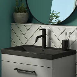 Arezzo 610 X 395mm Matt Black Rectangular Mid-Edged Inset Basin -Croydex shop az6rmb d2