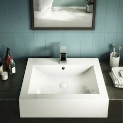 Arezzo 600mm Square Semi-Recessed Basin - Gloss White -Croydex shop az6sqsrgw d1