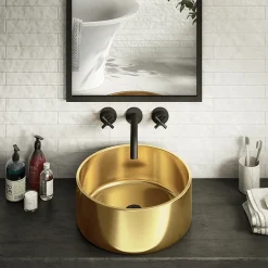 Arezzo Round 405mm Gold Ceramic Counter Top Basin -Croydex shop az7078 lrg