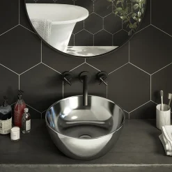 Arezzo Round 415mm Silver Ceramic Counter Top Basin -Croydex shop az7226 new l