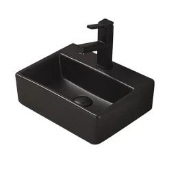 Arezzo 385mm Matt Black Square Wall Mounted / Counter Top Basin