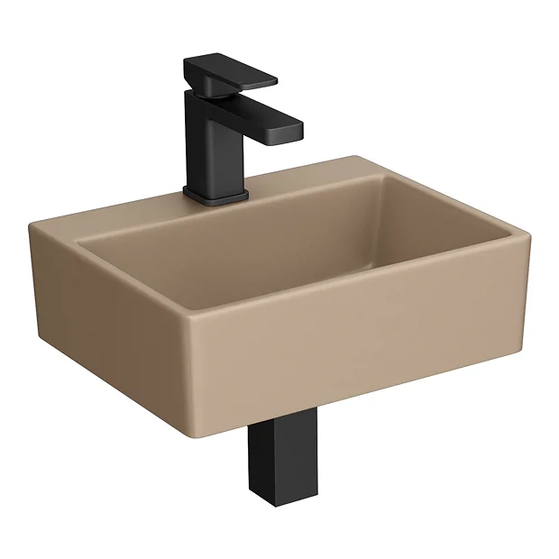 Arezzo 385mm Matt Cappuccino Square Wall Mounted / Counter Top Basin 4 Arezzo 385mm Matt Cappuccino Square Wall Mounted / Counter Top Basin - Image 2