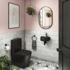 Arezzo Matt Black Round Wall Hung Cloakroom Basin 1TH (303 X 255mm) -Croydex shop az7781mb detail02