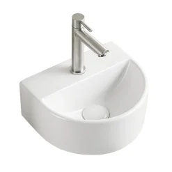 Arezzo Matt White Round Wall Hung Cloakroom Basin 1TH (303 X 255mm)
