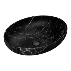 Arezzo 520 X 395mm Curved Oval Counter Top Basin - Matt Black Marble Effect