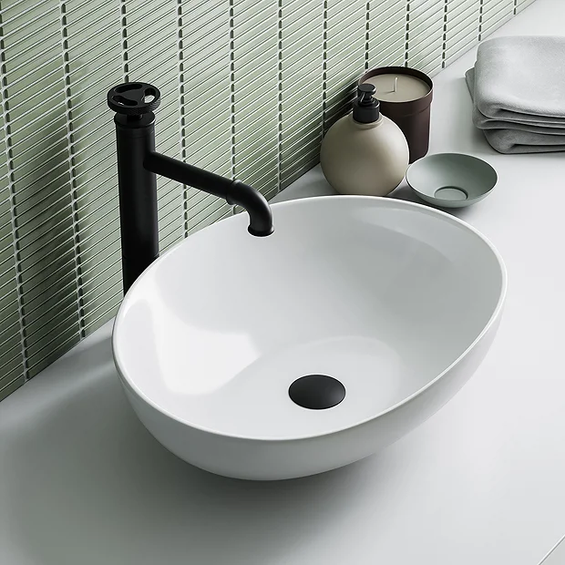 Arezzo Gloss White Curved Oval Counter Top Basin 0TH (520 X 395mm) 4 Arezzo Gloss White Curved Oval Counter Top Basin 0TH (520 X 395mm) - Image 2