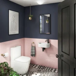 Arezzo 400 X 215mm Curved Wall Hung Cloakroom Basin - Matt White -Croydex shop az7824w d1