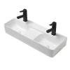 Arezzo Double Bowl Wall Mounted Basin - 810mm Wide - 1 Tap Hole Per Bowl -Croydex shop az78623 d4