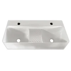 Arezzo Double Bowl Wall Mounted Basin - 810mm Wide - 1 Tap Hole Per Bowl -Croydex shop az78623d1