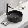 Arezzo Fluted Matt Black Round Countertop Basin - 360mm Diameter -Croydex shop az78728mb d1