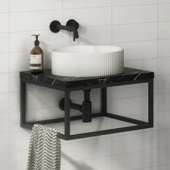 Arezzo Fluted Matt White Round Countertop Basin - 360mm Diameter -Croydex shop az78728mw detail01