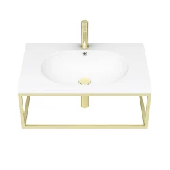 Arezzo 700 Wall Hung Basin With Brushed Brass Towel Rail Frame -Croydex shop az7bbfrm n d1
