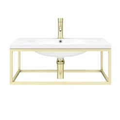Arezzo 700 Wall Hung Basin With Brushed Brass Frame + Square Toilet 13 Arezzo 700 Wall Hung Basin With Brushed Brass Frame + Square Toilet -Croydex shop az7bbfrmsqt n d1