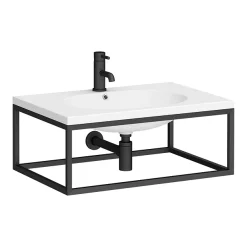 Arezzo 700 Wall Hung Basin With Matt Black Frame + Square Toilet 10 Arezzo 700 Wall Hung Basin With Matt Black Frame + Square Toilet -Croydex shop az7bfrmsqt d1