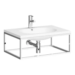 Arezzo 700 Wall Hung Basin With Chrome Frame + Square Toilet -Croydex shop az7chfrmsqt d1