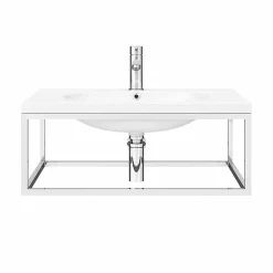 Arezzo 700 Wall Hung Basin With Chrome Towel Rail Frame