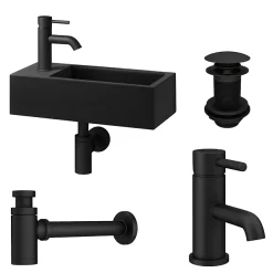 Arezzo 410 X 210 Square Wall Hung Basin With Tap Package (Matt Black) -Croydex shop az948dmbpk d1