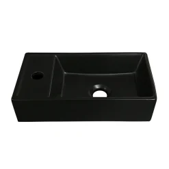 Arezzo Matt Black Compact Rectangular Counter Top Ceramic Basin (410 X 220mm)