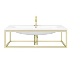 Arezzo 900 Wall Hung Basin With Brushed Brass Towel Rail Frame -Croydex shop az9bbfrm n d4